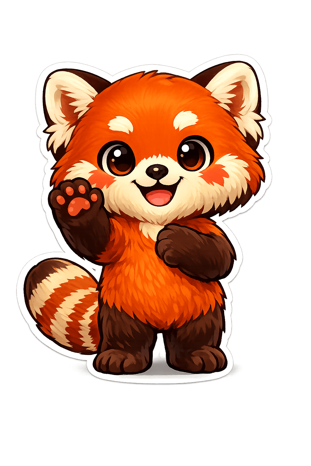 Complete full-body red panda mascot with ears, paws, feet, and tail visible