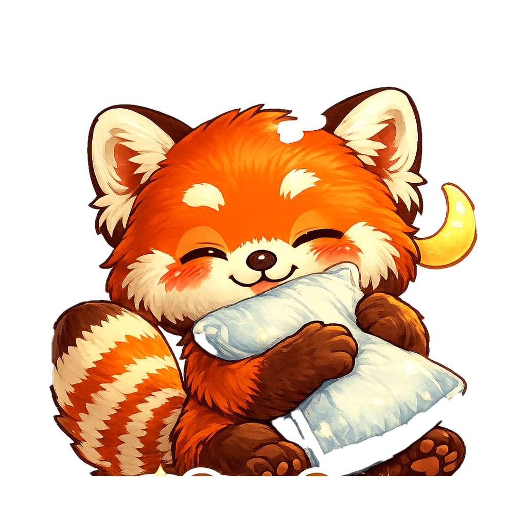 Full-body red panda sticker: 晚安～