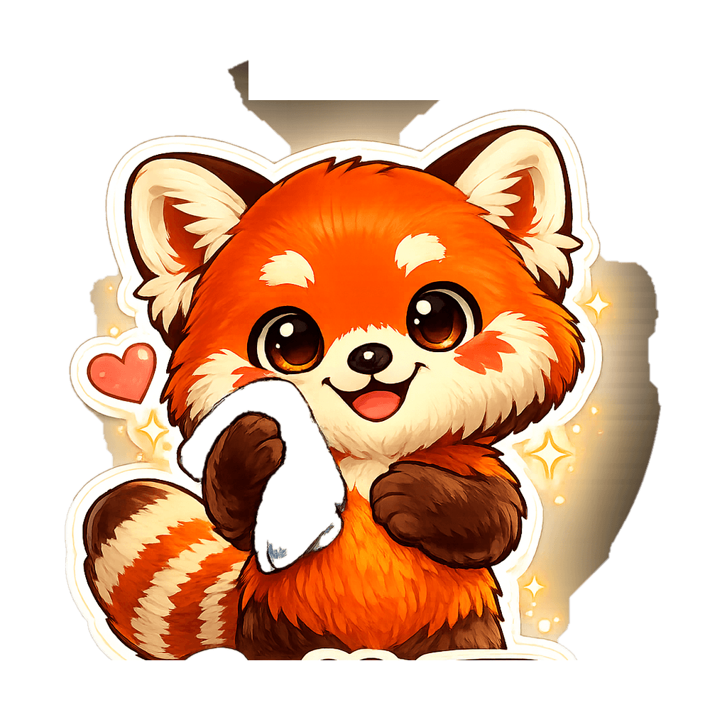 Full-body red panda sticker: 辛苦了