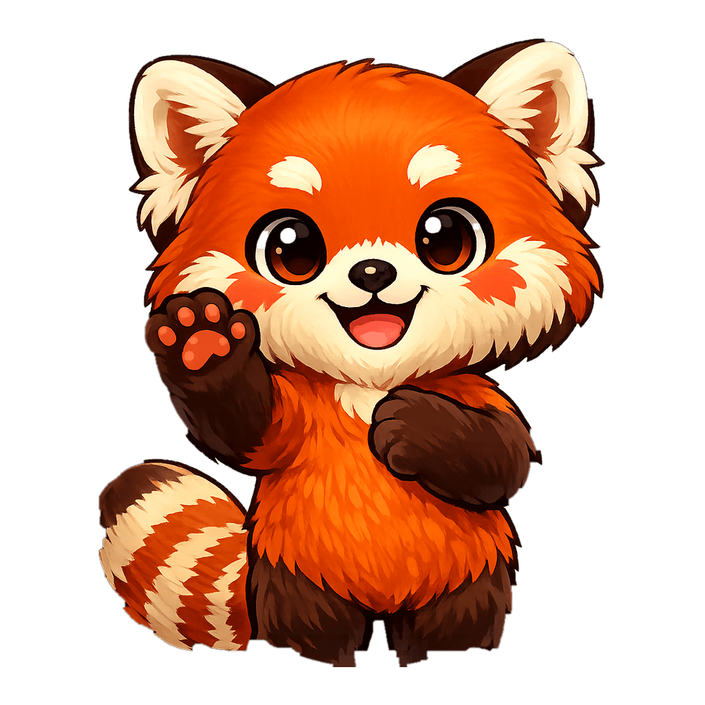 Full-body red panda sticker: 嗨～你好！