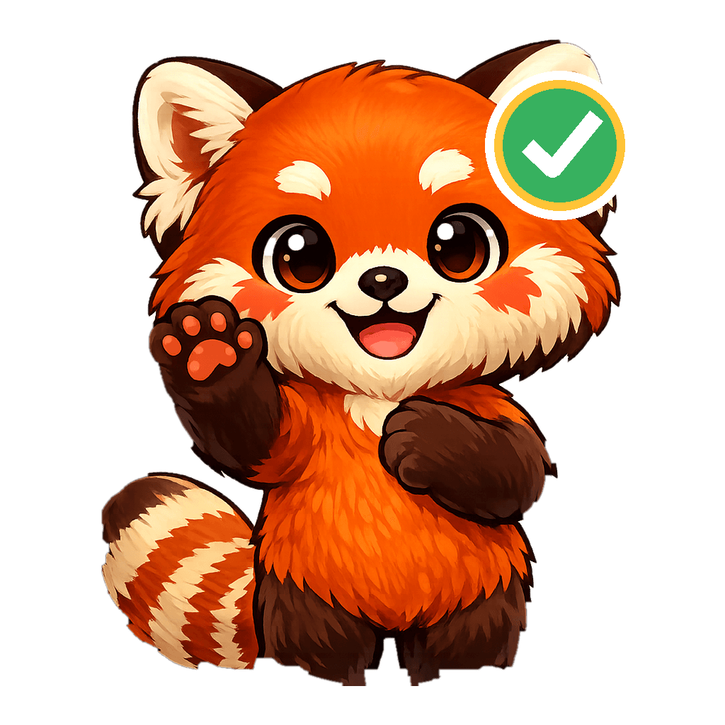 Full-body red panda sticker: 收到！