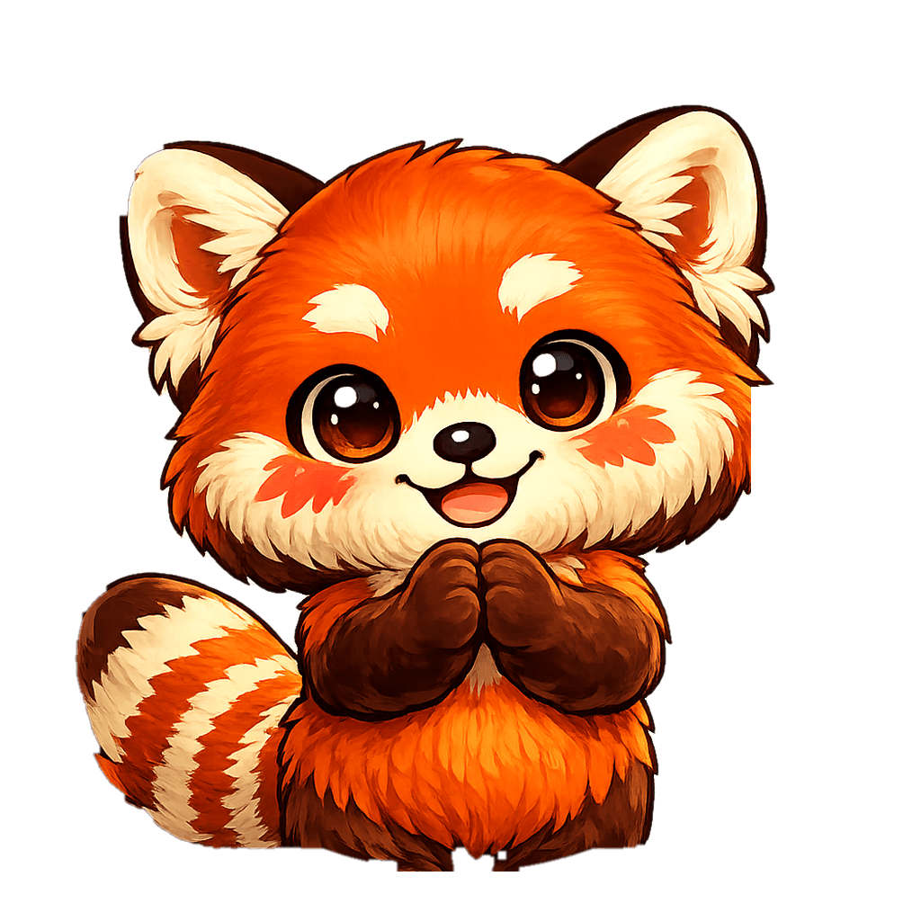 Full-body red panda sticker: 謝謝你