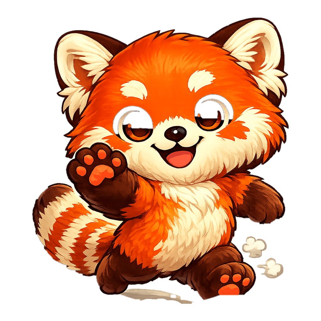 Full-body red panda sticker: 等我一下